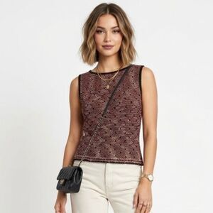 St John Sport Wool Blend Knit Multicolor Sleeveless Luxury Normcore Sweater SZ S